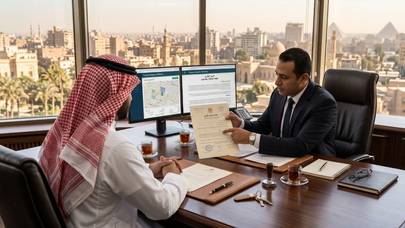 Gulf investor exploring Red Sea property in Egypt with luxury coastal apartments, turquoise water and year-round sunshine near Hurghada
